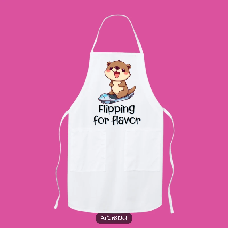 Funny Otter Hoverboard Apron: Kitchen Adventures with Futuristic Fun
