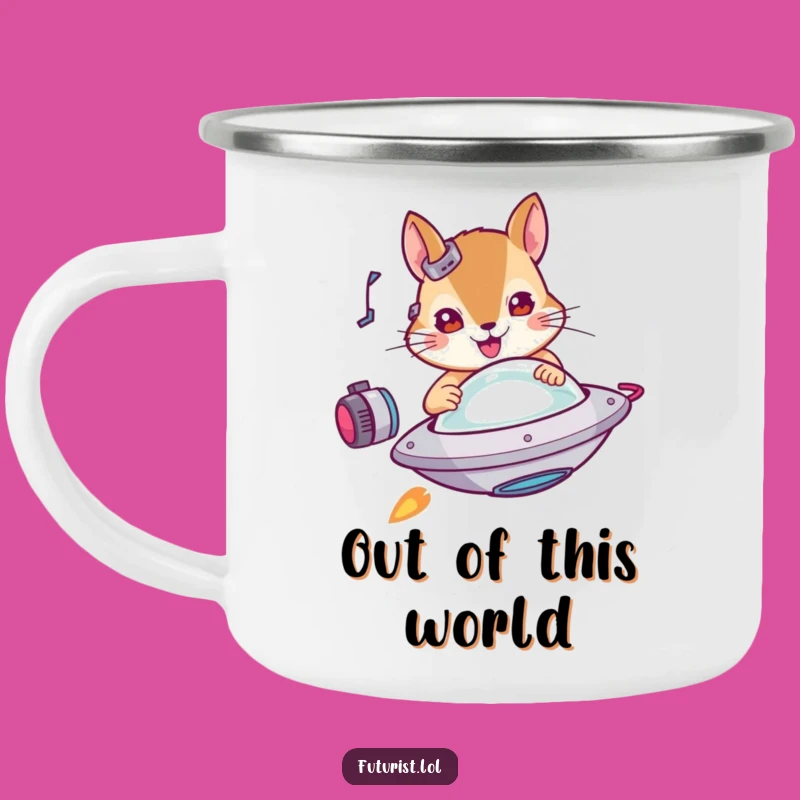 Funny Squirrel UFO Camping Mug: Sci-Fi Humor for Your Adventures