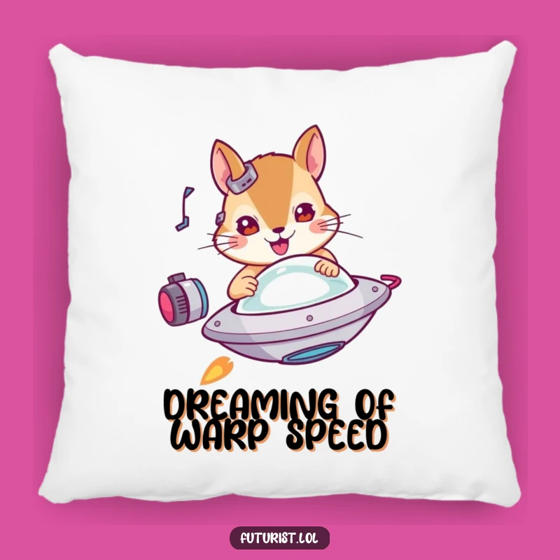Funny Squirrel UFO Pillow: Comfy Space Humor for Your Home