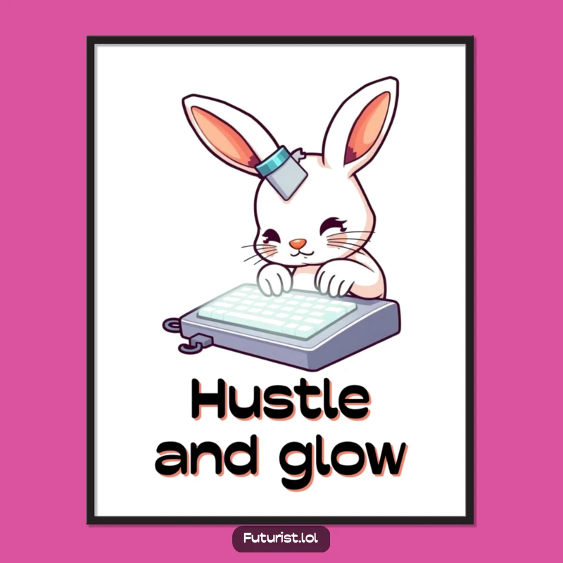 Funny Rabbit Keyboard Digital Art: Humorous Typing Decor for Walls