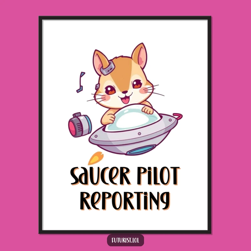 Funny Squirrel UFO Digital Art: Hilarious Sci-Fi Decor for Walls