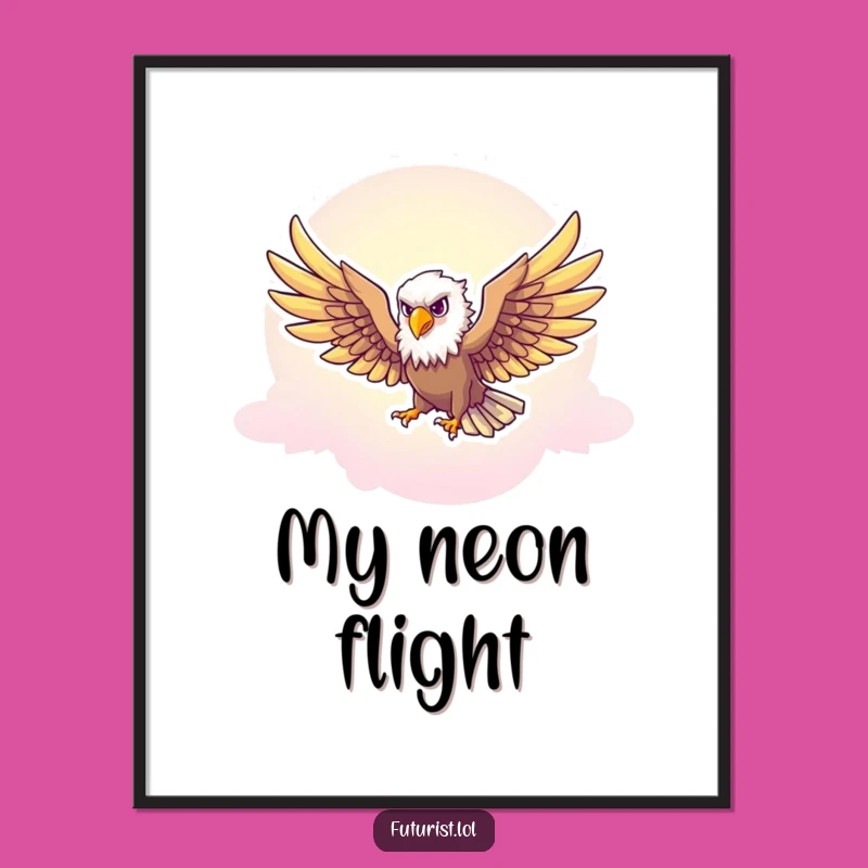 Funny Eagle Freedom Digital Art: Majestic Soaring Through Neon Skies
