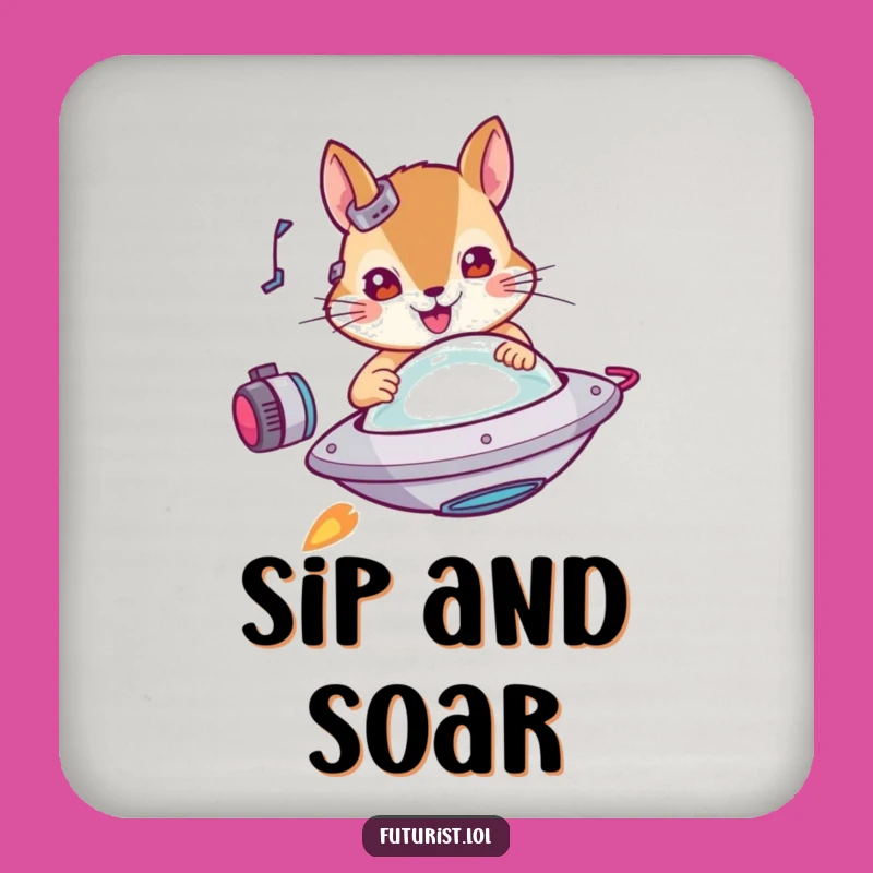 Funny Squirrel UFO Coaster: Protect Surfaces with Sci-Fi Humor