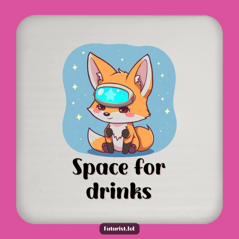 Funny Fox Sci-Fi Coaster: Protect Surfaces from Cosmic Spills