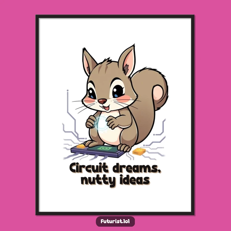 Funny Free Printable Wall Art: Determined Squirrel Circuit Designer Downloadable Art