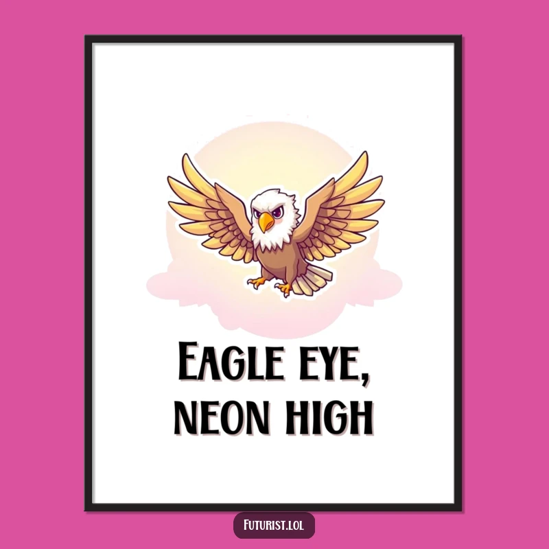 Funny Free Printable Wall Art: Majestic Eagle Neon Sky Soaring Downloadable Art