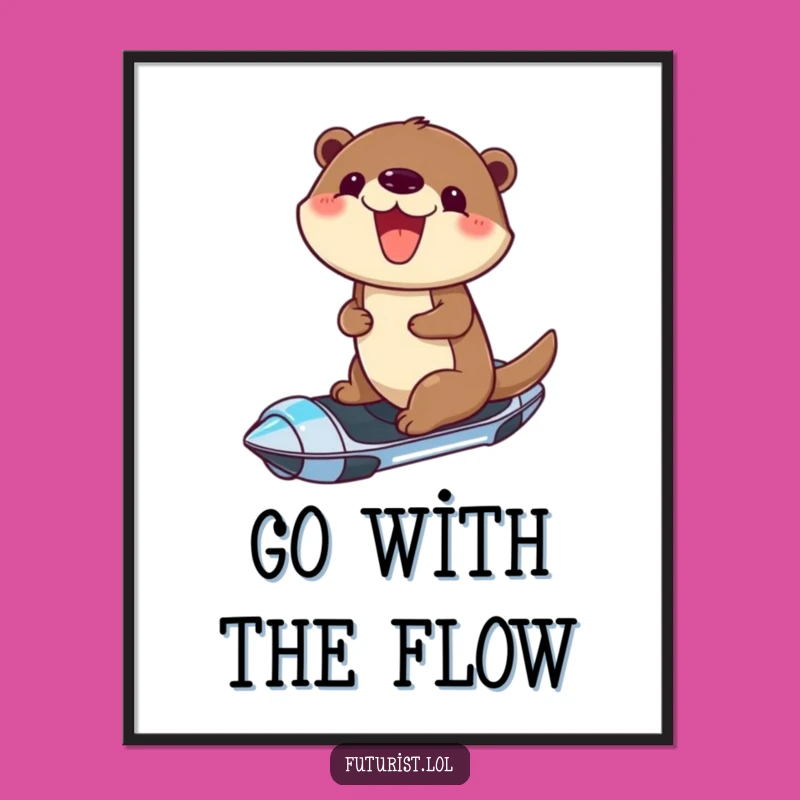Free Printable Wall Art: Funny Otter Hoverboard Rider Downloadable Art Print