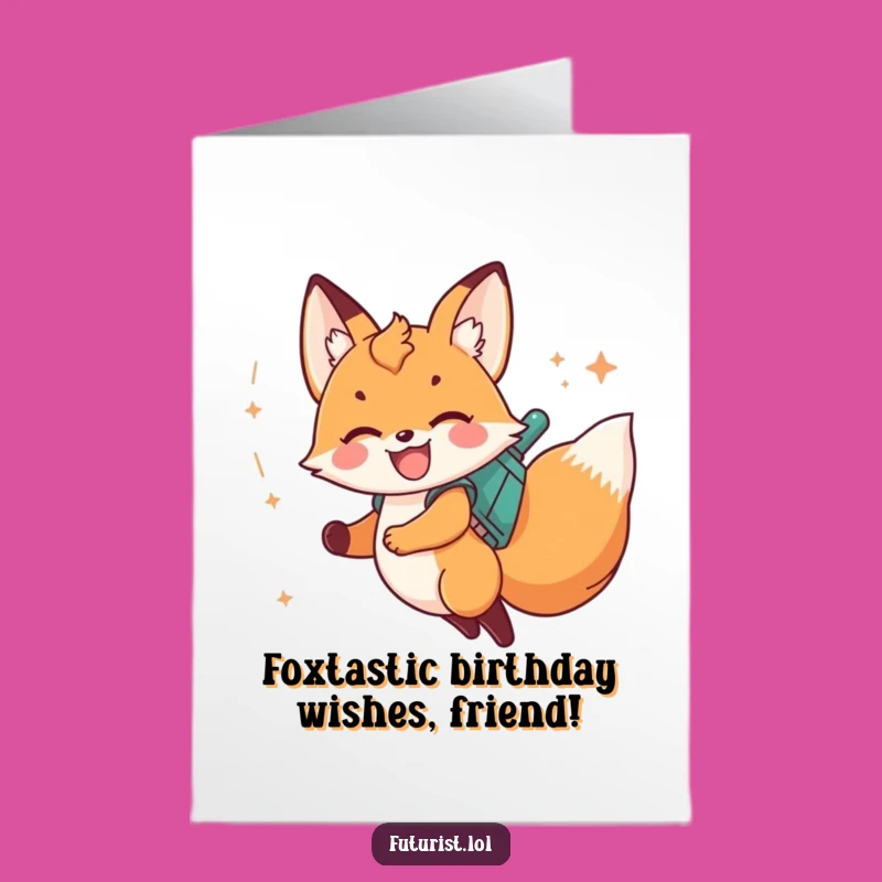 Free Printable Fox Jetpack Birthday Card: Funny Downloadable Gift for Stellar Celebrations