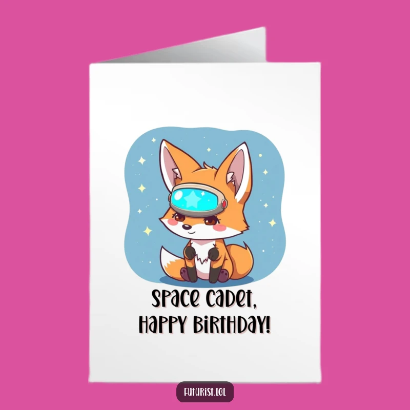 Funny Free Printable Birthday Card: Curious Fox Space Explorer Downloadable Gift