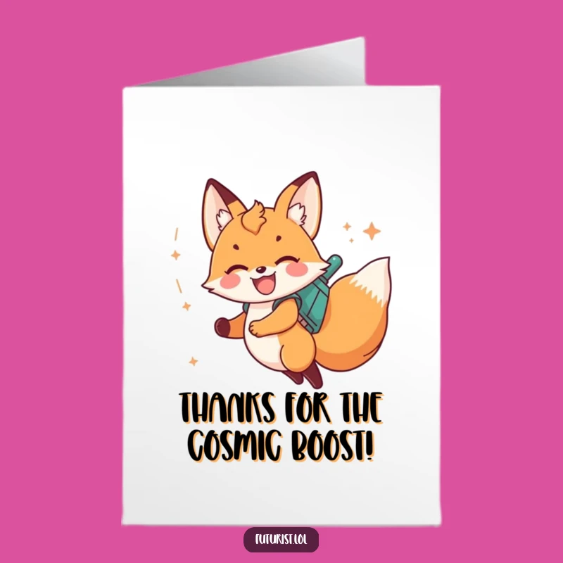 Free Printable Fox Jetpack Thank You Card: Funny Downloadable Gift to Show Appreciation