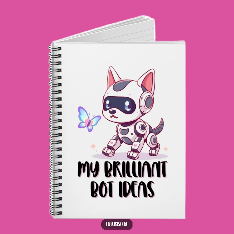 Funny Robot Dog Butterfly Notebook: Jot Down Tech Ideas with Humor