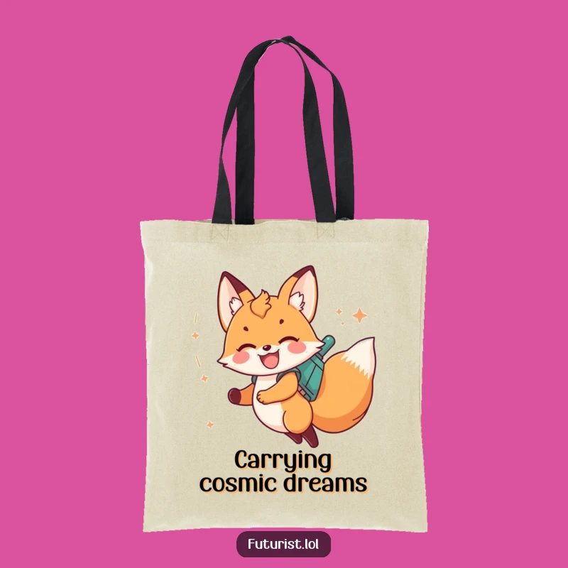 Funny Fox Cub Jetpack Tote Bag: Carry Your Laughs & Cosmic Treasures