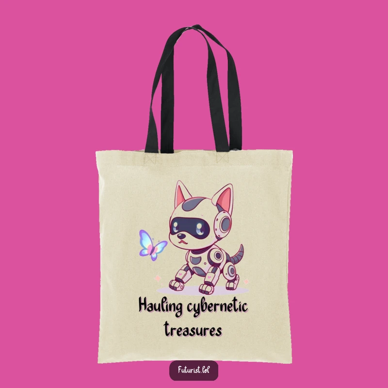 Funny Robot Dog Butterfly Tote Bag: Carry Your Tech Humor in Style